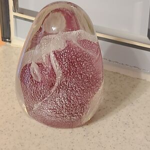 Estate Glass Art Sculpture in Purple and White